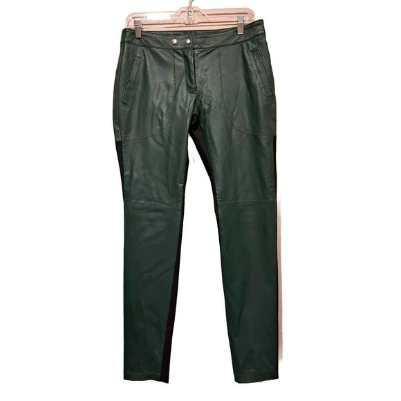 Cruise Brazilian Green Leather Pants Black Stretchy Size L -See Measurements - Picture 1 of 12